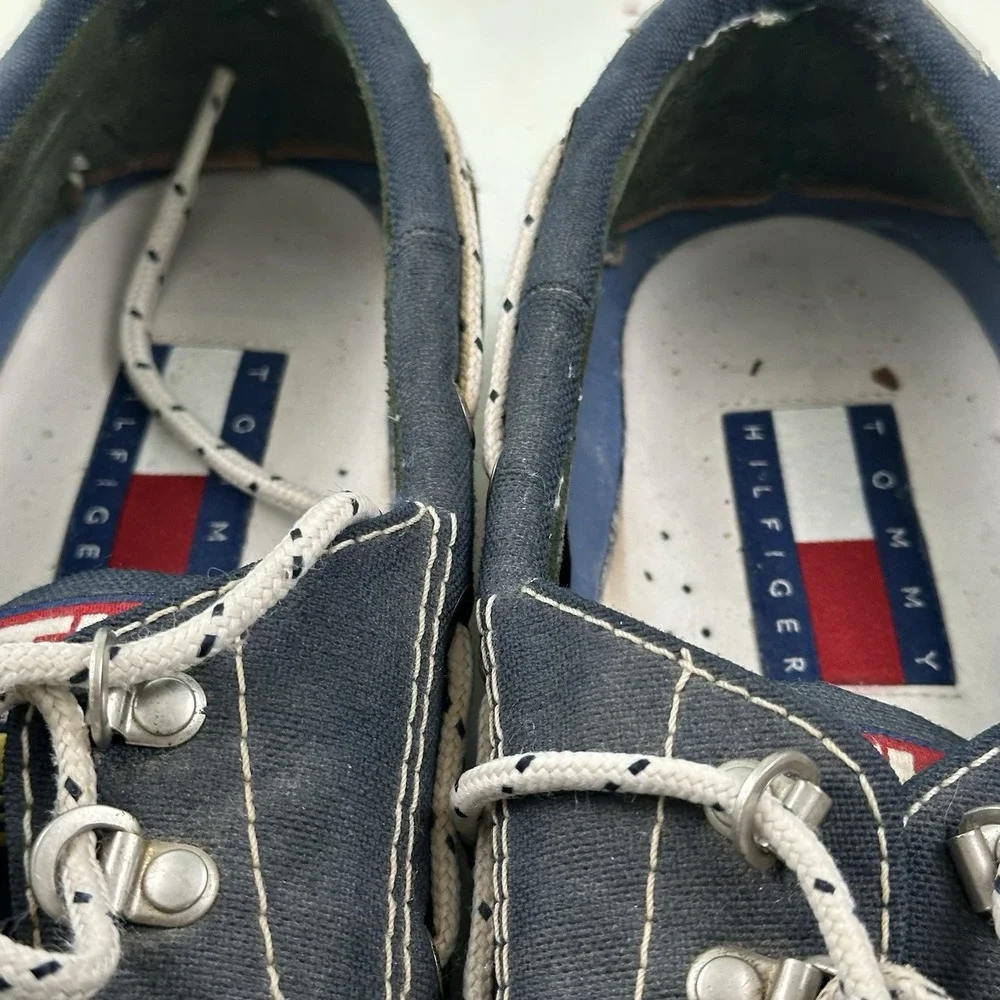 VTG Tommy Hilfiger Leather Boat Shoes Mens 13 Blue Deck TH 44/480 Sailing Gear